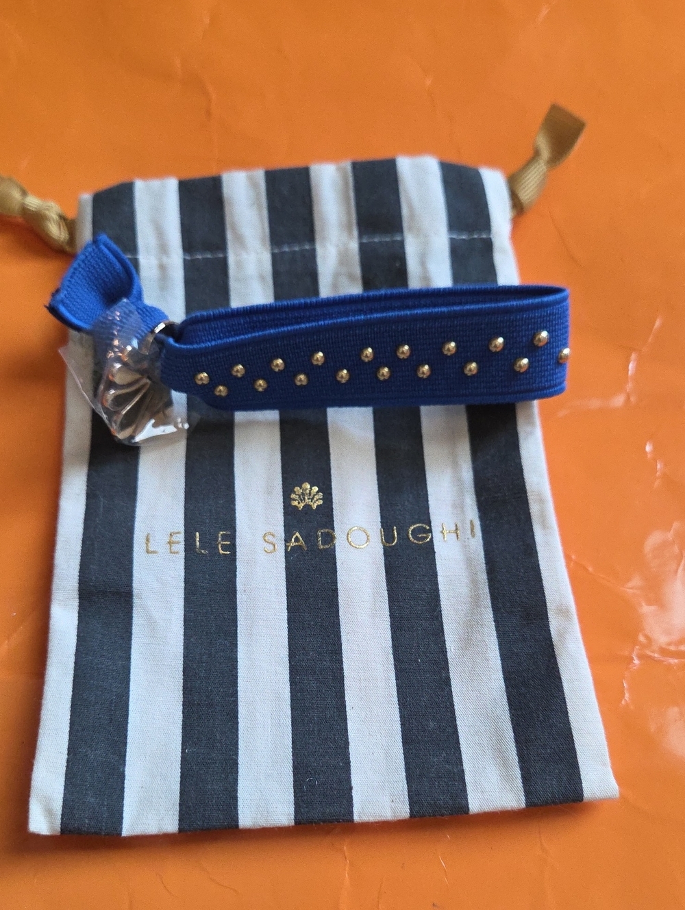 Nwot! Lele Sadoughi Small Gold Ball Studded Elastic Bracelet